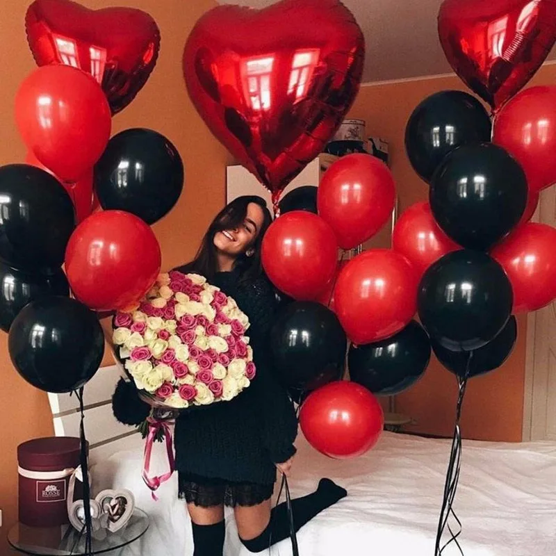 15pcs Thick 10inch Latex Balloon Happy Birtday Party Balloons Romantic Wedding Decoration Red Black White Inflat Helium Balloon