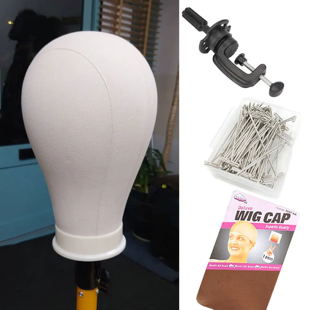 21-24inch Wig Head for Styling Making Displaying Wig Stand Mannequin Head Canvas Wig Stand With Head Wig Holder Supports