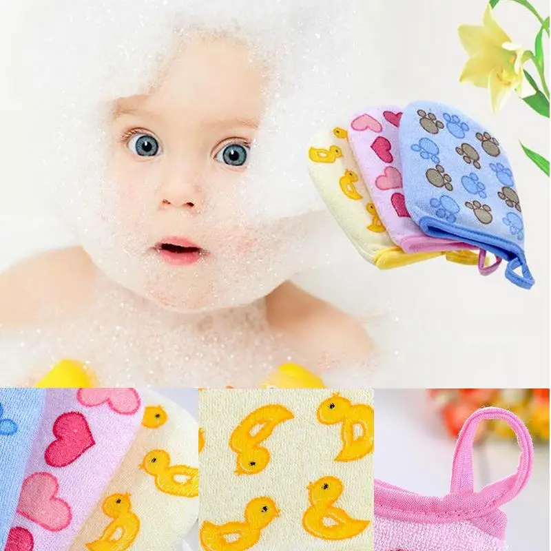 Cotton Baby Bath Shower Sponge Cartoon Mittens Kids Bath Brushes Scrubber Mitt Gloves Foam Rub Wash Cloth Towel Baby Care