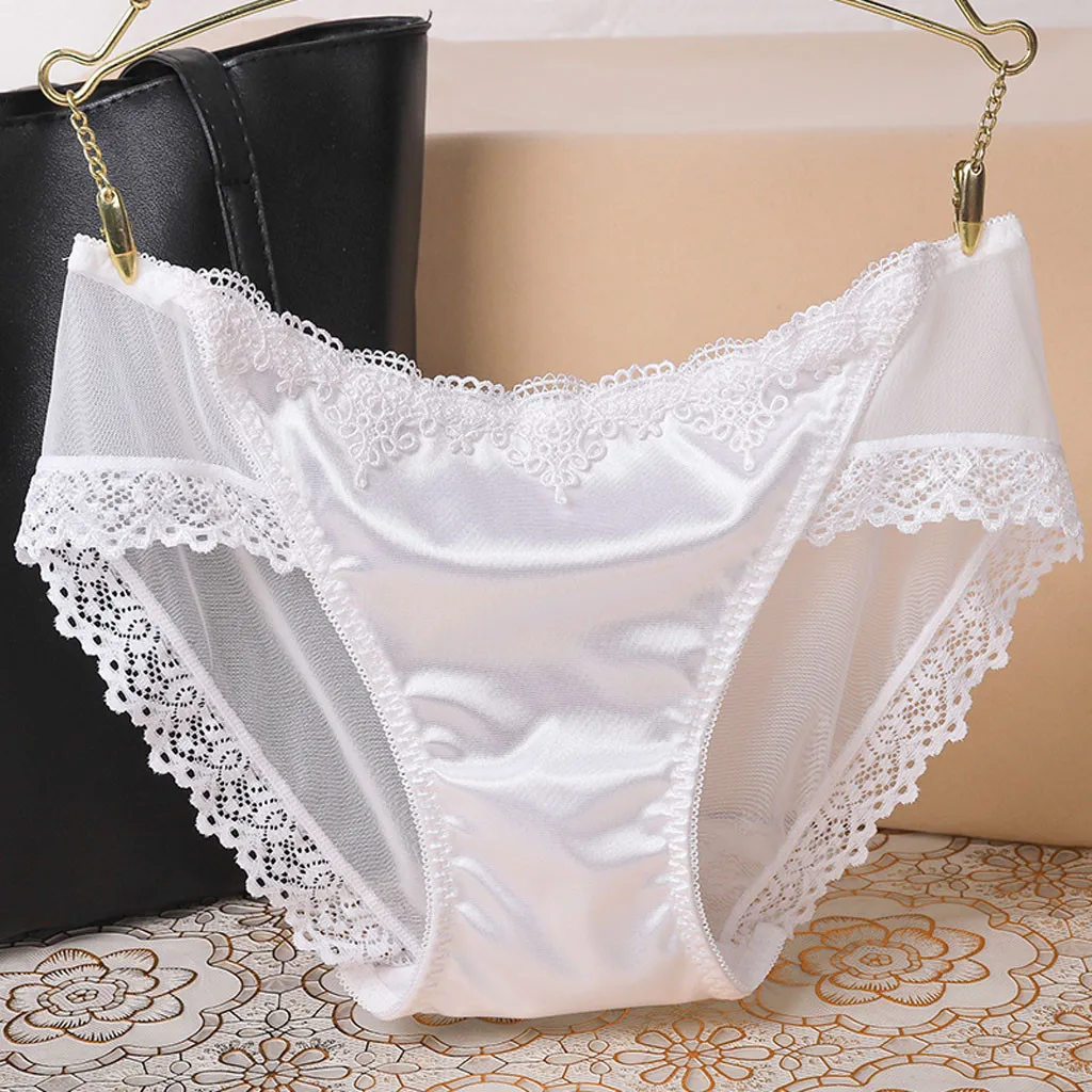 Satin Silk Panties Sexy Panty Briefs Lace Panties Women Underwear Lingerie Panties For Female Ladies Floral Pantys Underpants