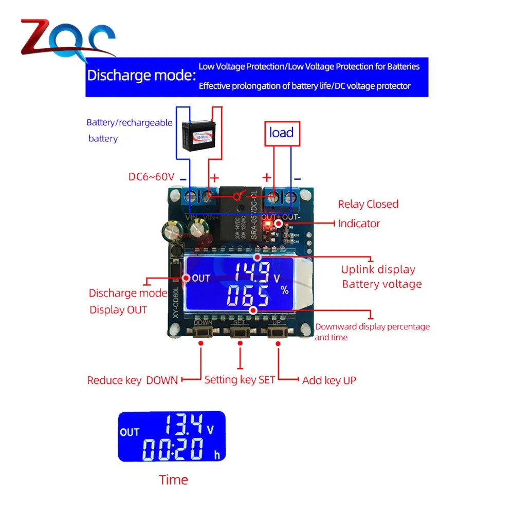 CD60L Solar Battery Charger Controller DC 6V 12V 24V 60V Charging Discharge Control Module Under Voltage Current Protector Board