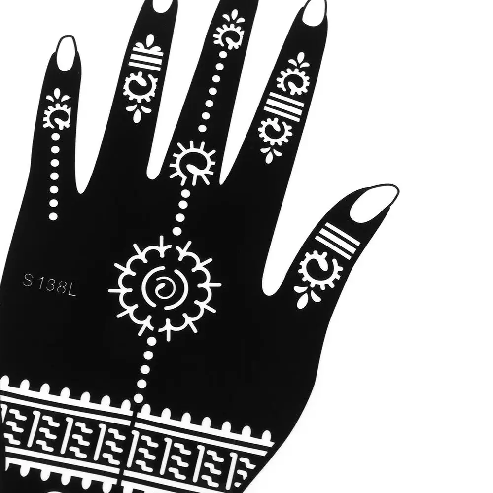 1 Paar Nieuwe Mehndi Indian Stijl Schoonheid Tattoo Stencils Tijdelijke Handsticker Diy Body Art Henna Sjabloon Sticker