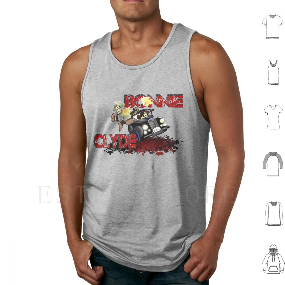 Bonnie & Clyde camisetas sin mangas chaleco Bonnie Clyde coche criminal Shoot Out Guns Outlaw Recent Violent Bonnie Clyde acción