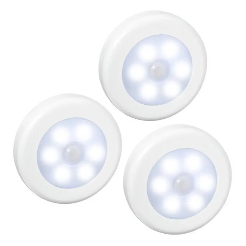 Capteur de mouvement infrarouge à 6 LED, 3 pièces, activation lumineuse, veilleuse, allumage/extinction automatique, batterie pour couloir, livraison directe