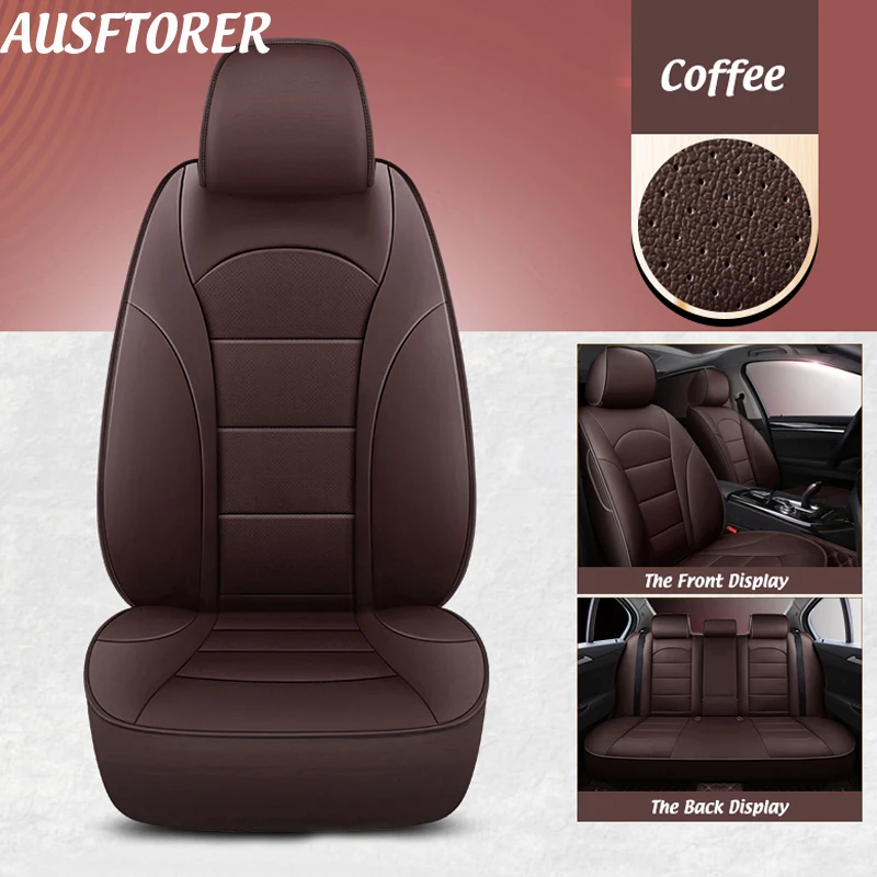 

AUSFTORER Cowhide & PVC Leather Cover Car for Jaguar XJL 2012 Automobile Seat Covers Car Cushion Protector Accessories 14PCS/Set