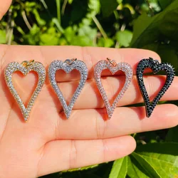 5pcs Bling Zirconia Paved Heart Charms Exquisite Pendant for Women Bracelet Girl Necklace Bangle Making Jewelry Accessory Supply