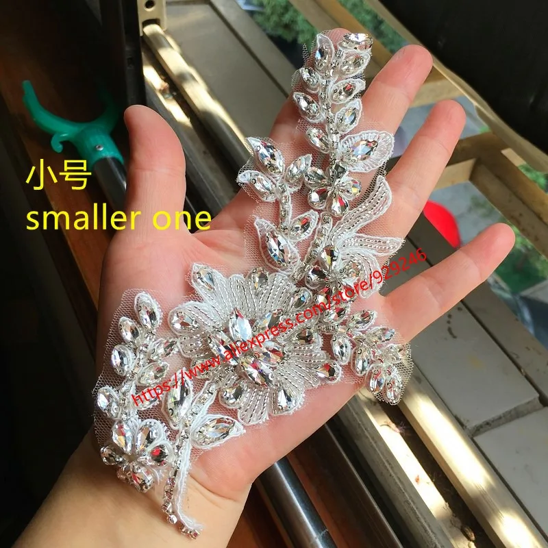 hand-sewed luxurious glass crystal trims for bridal wedding dress decoration Gorgeous flower Trimming for women coat ornaments