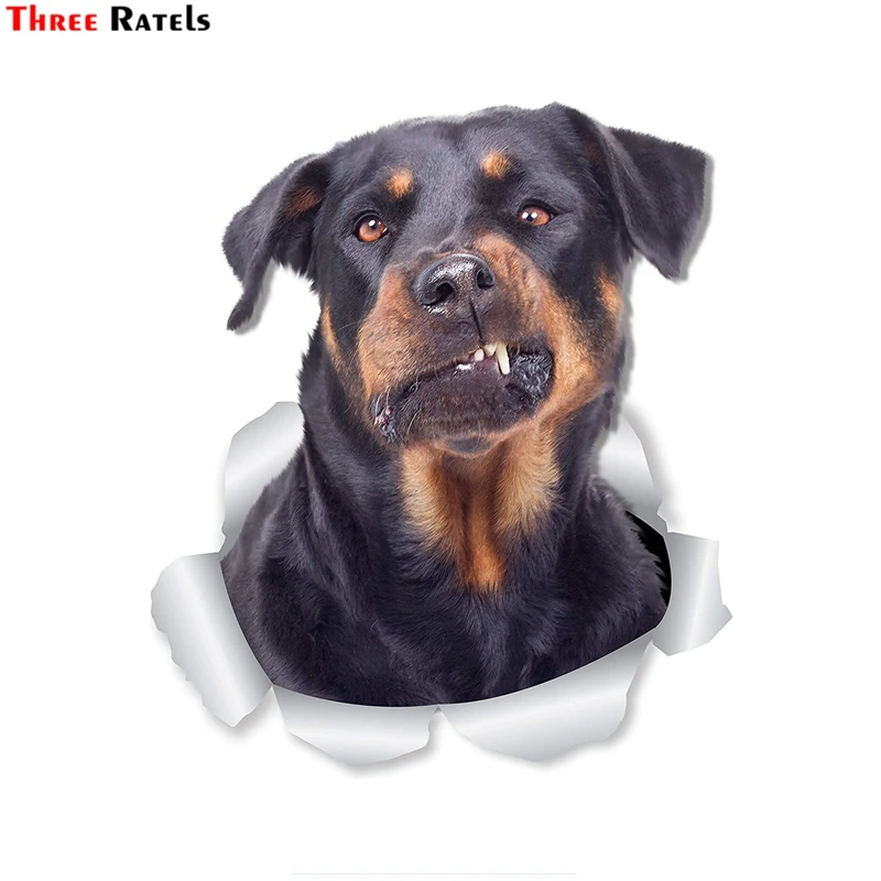 

Three Ratels 1058 3D Funny Rottweiler Dog 3D Cute DIY Decals Adhesive Family Wall Stickers Window Room Decorations Bathroom Toil