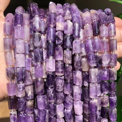 8x11mm Natural Faceted Purple Amethysts Stone Beads Cylinde Shape Gem Loose Spacer Bead For Jewelry Making DIY Bracelets 15