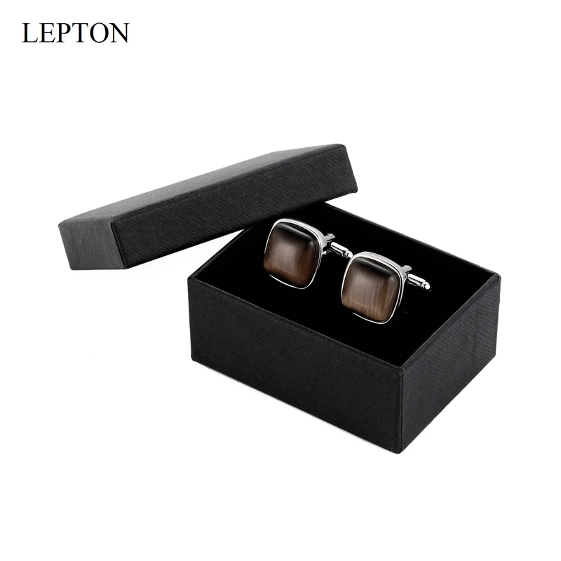 

Low-Key Luxury Mens Coffee Color Stone Cufflinks Lepton Square Metal Shirt Cuffs Fashion Accessory for Men