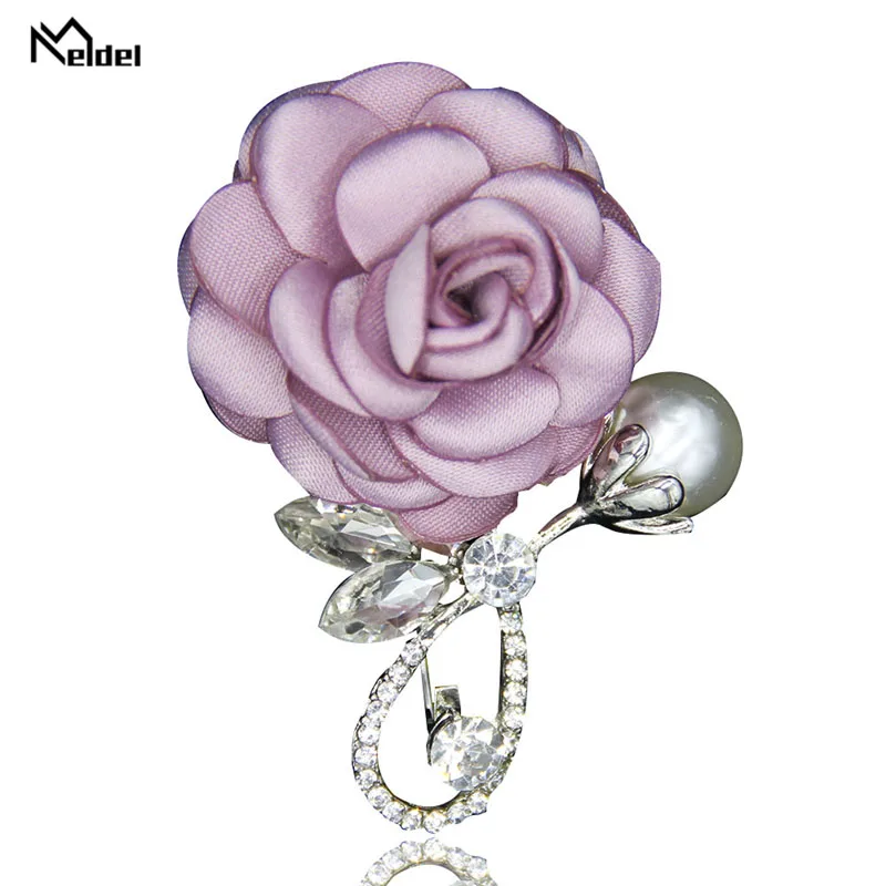 Meldel-broche feminino para casamento, broche de flores com buraco e buquê, fecho de tecido para noivado, planejador de casamento para homens