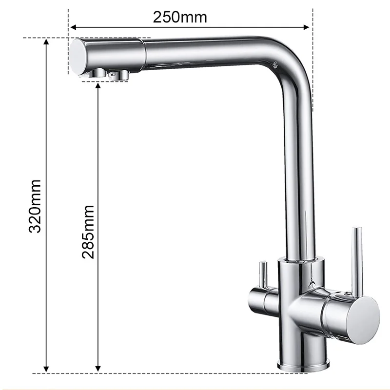 ROVOGO  360 Rotation Filter Kitchen Faucet, Single Hole Drinking Water  Sink Tap Hot Cold Pure Water Mixer Tap Deck Mounted