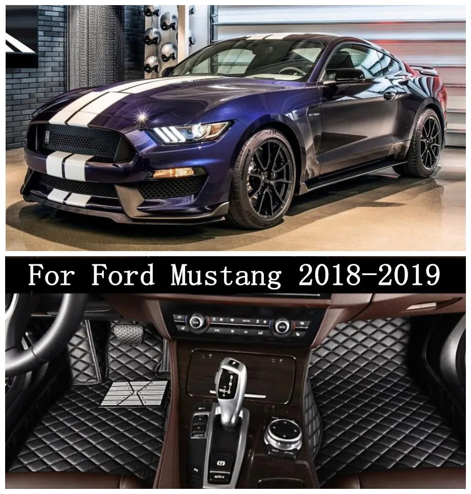 Car 3D Luxury Leather Car Floor Mats Fits For Ford Mustang 2018 2019 EMS Free shipping