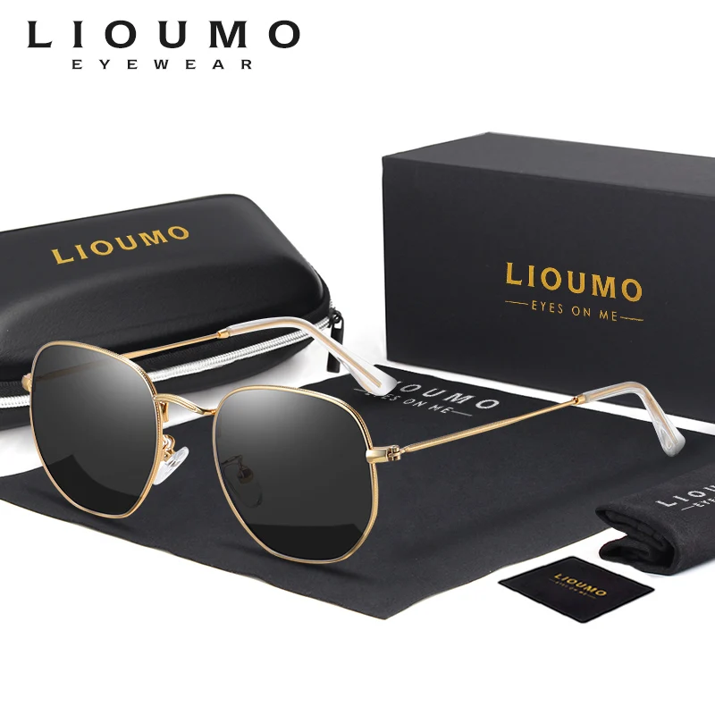 

LIOUMO Vintage Hexagon Sunglasses Women Retro Men Polarized Sun Glasses Driving Anti-Glare Shades Goggle gafas de sol hombre