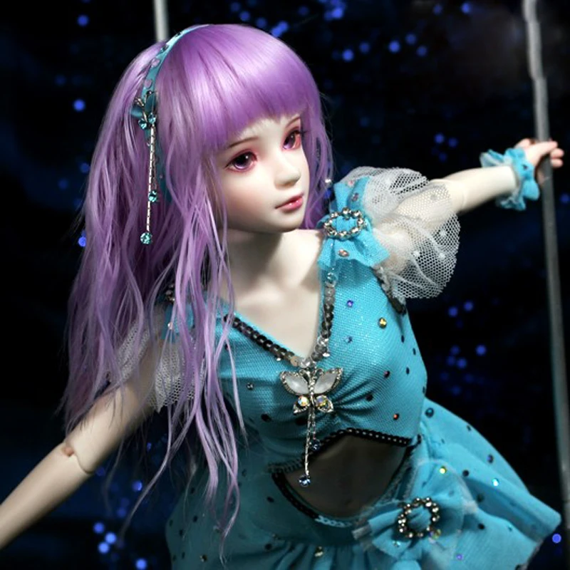 New Arrival 1/3 1/4 1/6 1/8 High Temperature Purple Wavy Bjd Wig SD For BJD Doll Hair