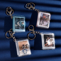 16 Mini Photo Album Keyring ID Small Instant Pictures Interstitial Storage Card Book Transparent Keychain Lover Time Memory Gift