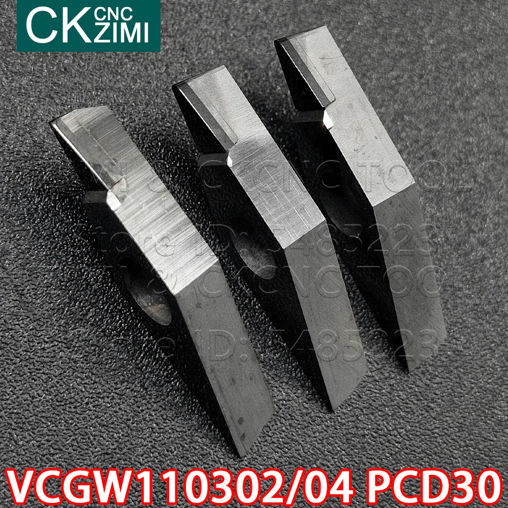 VCGT VCGW110302 PCD30 VCGW110304 PCD30 PCD الماس إدراج CNC الخارجية تحول إدراج حامل مخرطة أداة VCGW ل النحاس الألومنيوم
