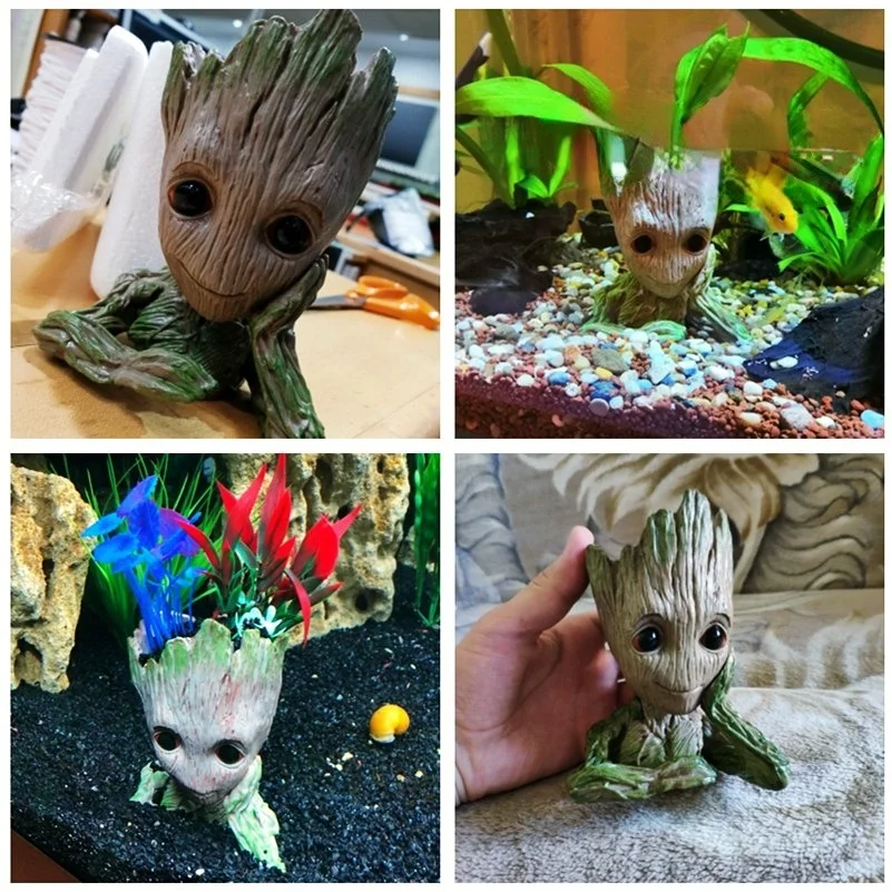 3 Style Cute Cartoon Tree Man Aquarium Ornament Resin Fish Tank Cave 3 Sty Decoration Plant Flower Pot Bonsai Garden Home Decor