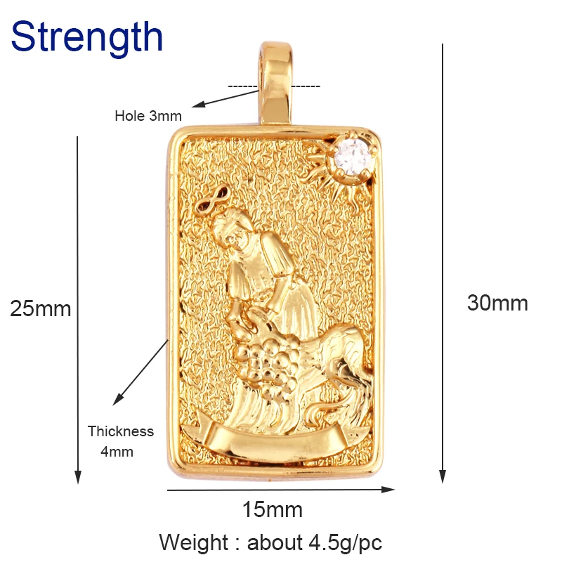 Tarot Karten Charm Anhänger, 2021 Neue 18K Reales Gold Überzogene DIY Schmuck Zubehör für Armbänder Halsketten Machen M06 – Detail 21