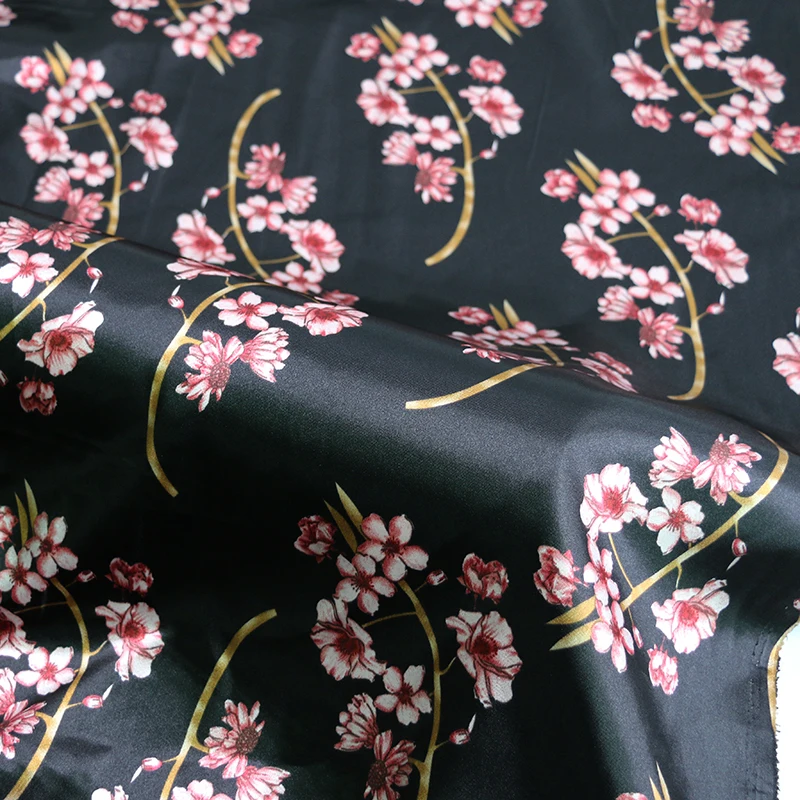 By Meter Blumen-Satin-Stoff, glänzend, weich, Schal, Hemd, Nachtwäsche, Material Charmeuse – Detail 39