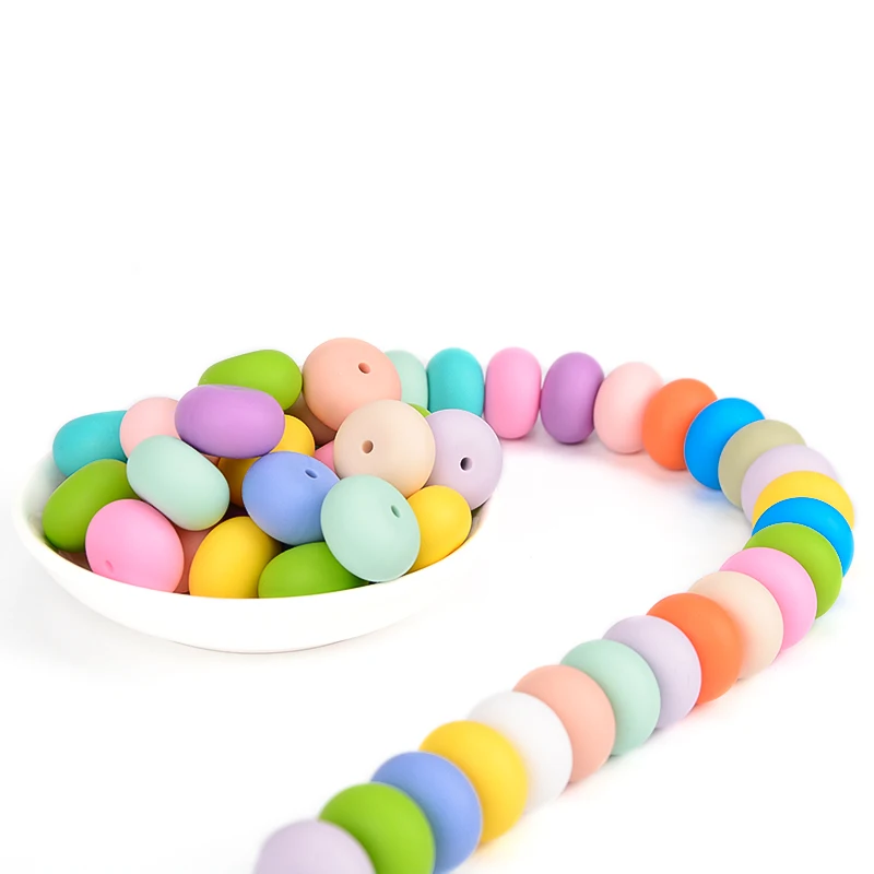 LOFCA 20pcs Silicone Beads 19mm  Abacus Baby Teething Beads BPA Free Food Grade DIY Pacifier Clip Chew Jewelry Making Toy