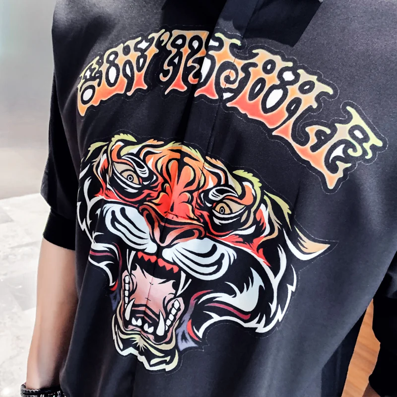 Shirs Male Social Slim Fit Pollover Chemise Homme Camisa High Quality Tiger Print Shirt Men Summer Half Sleeve Casual Streetwear