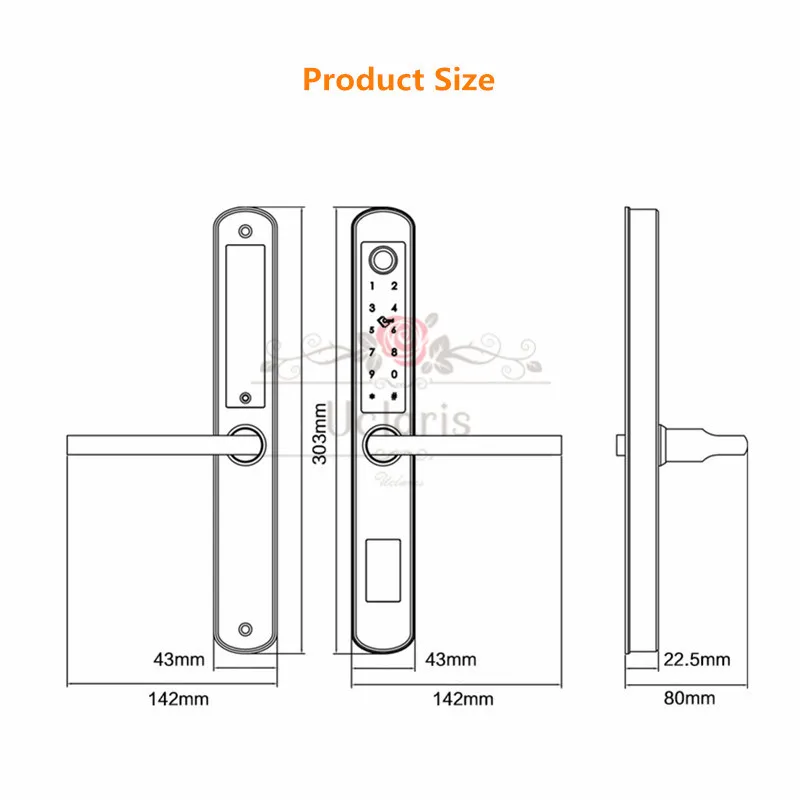 TTLock Smart Fingerprint Digital Door Lock For Aluminum Glass Doors Electronic Home Lock With Bluetooth APP Password,Card,Key