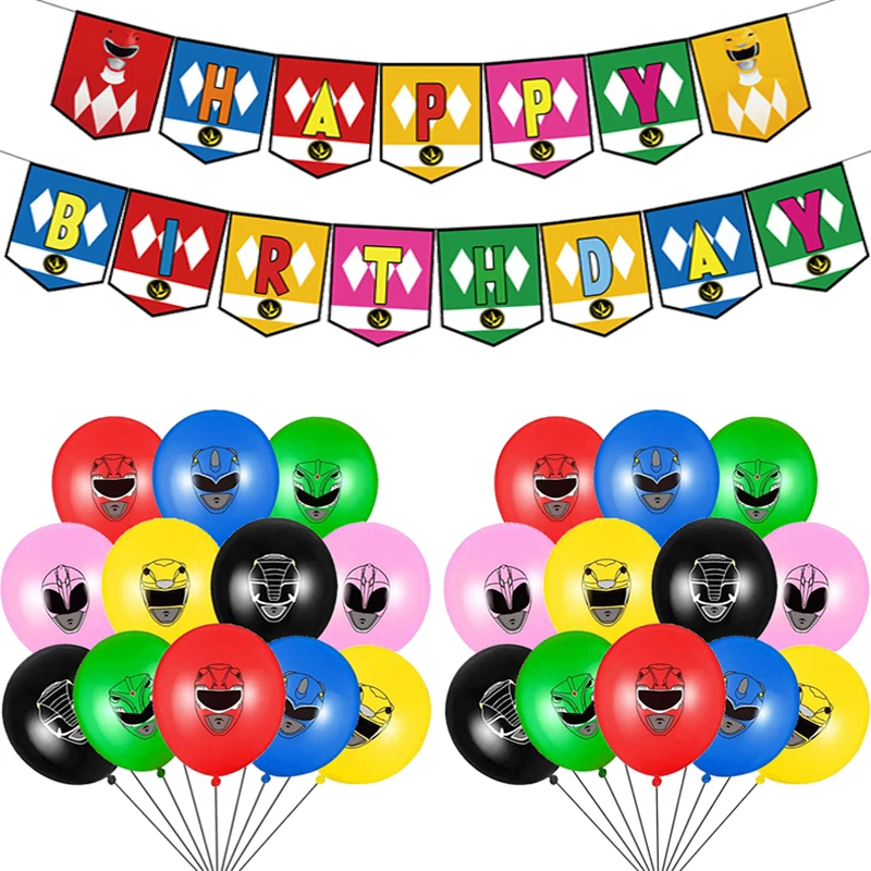 Powered Rangering Ballons Hero Balloons Masks Ninja Boys Party Decorationn Happy Birthday Banner  Kids Toys