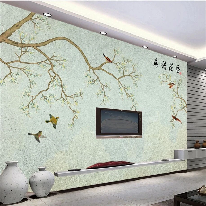 

wellyu Custom wallpaper 3d murals creative work flowers and birds mural обои living room bedroom wall paper decoration painting