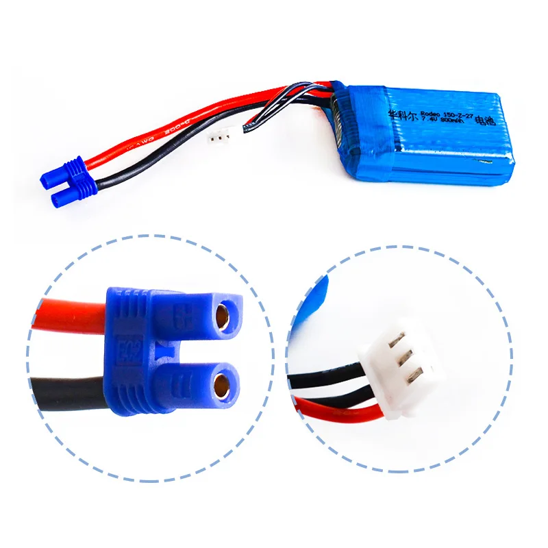 7.4V 800mAh 35C 2s Lipo Battery EC2 Plug For Walkera Rodeo 150 F150 RC  RC Quadcopter Drone RC model