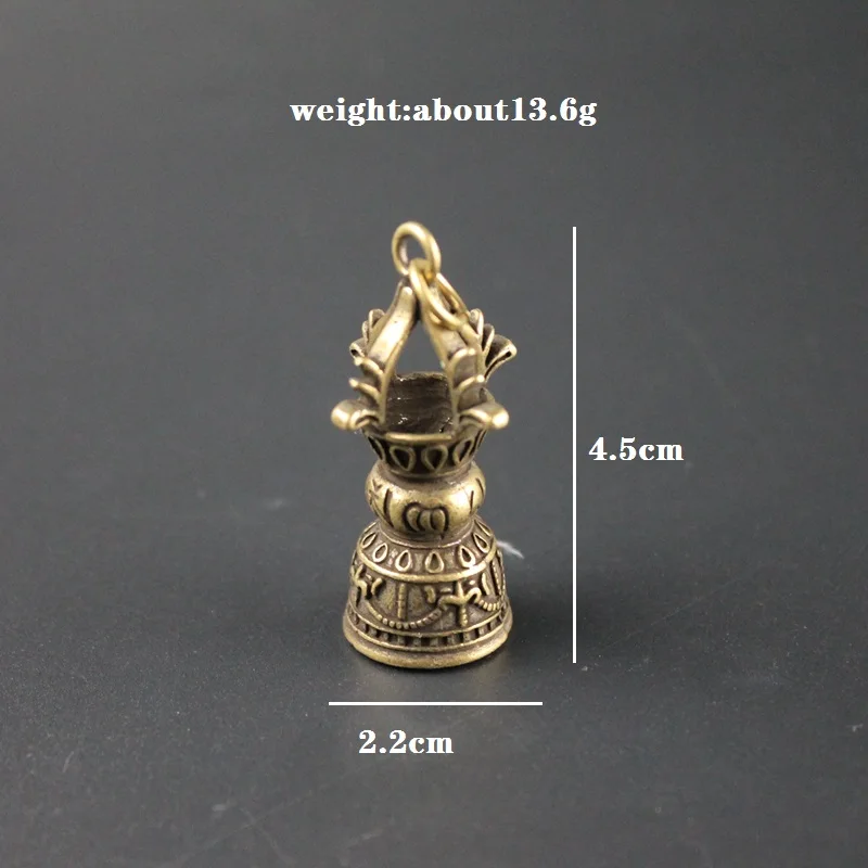 Pure Copper Brass Buddhist Vajra Bell Key Chain Pendants Antique Copper Six-Word Admonition Om Mani Padmei Hum Lucky Keychains