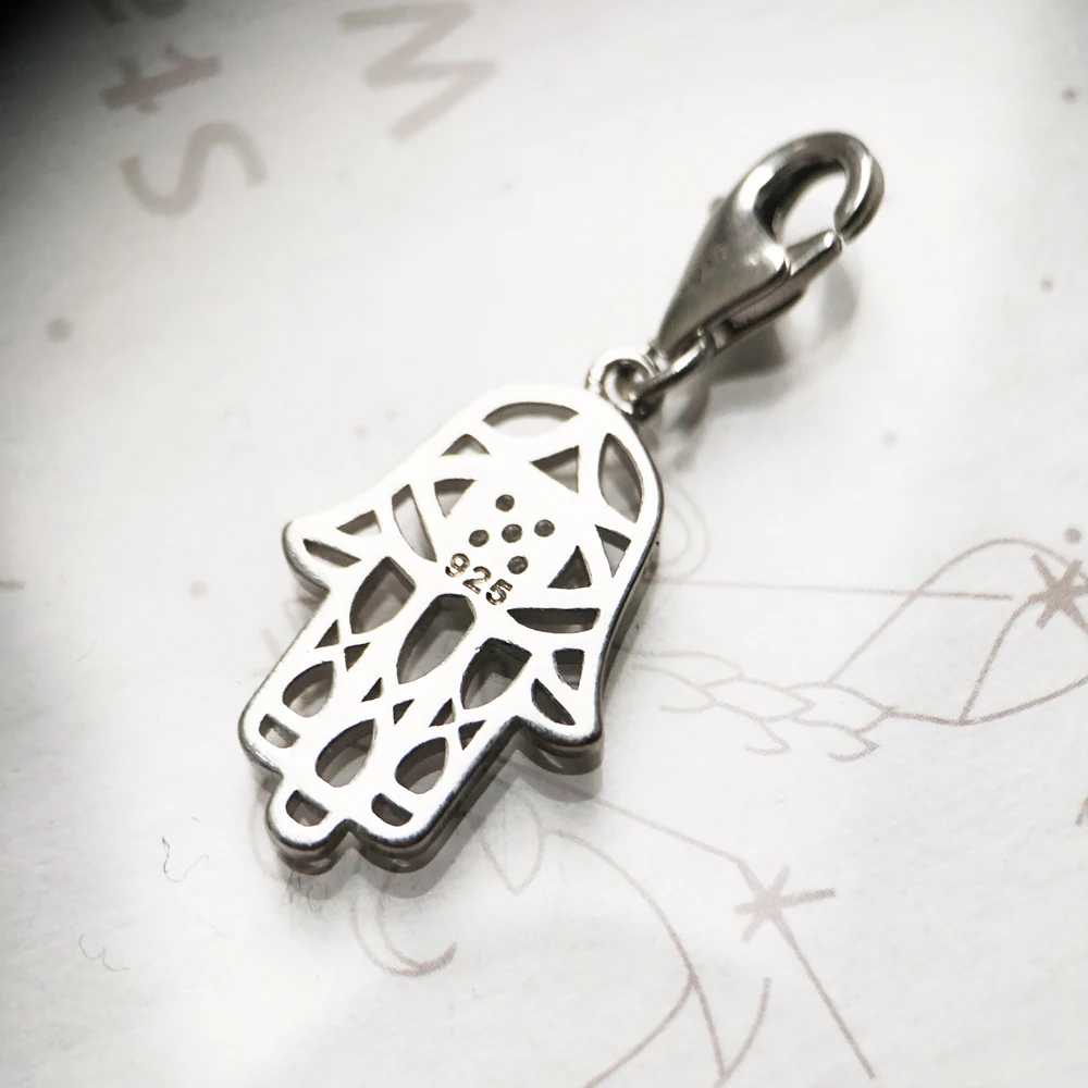 Hand of Fatima Charm Pendants For Women Men Vintage Amulet 925 Sterling Silver Jewelry