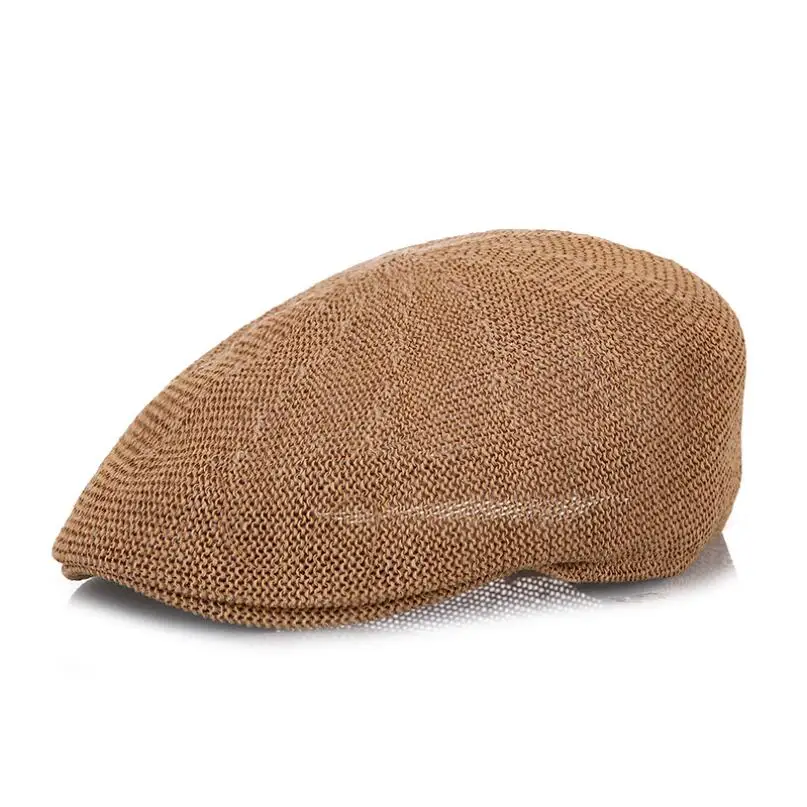 Men Summer Straw Sun Hat Newsboy Caps Breathable Male Beret Flat Cap Unisex Peaky Blinder Mesh Dad Hats