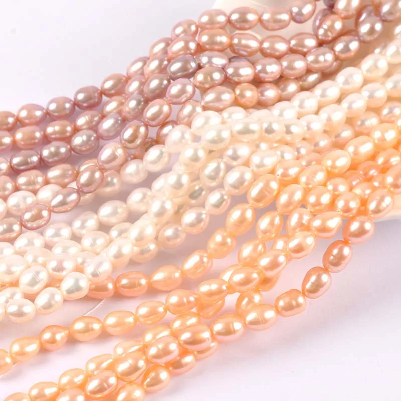 3-9mm 100% Natural Freshwater Cultured Pearls Rice Shape Beads For Jewelry Making DIY Bracelet Necklace 60-40pcs TRS0402