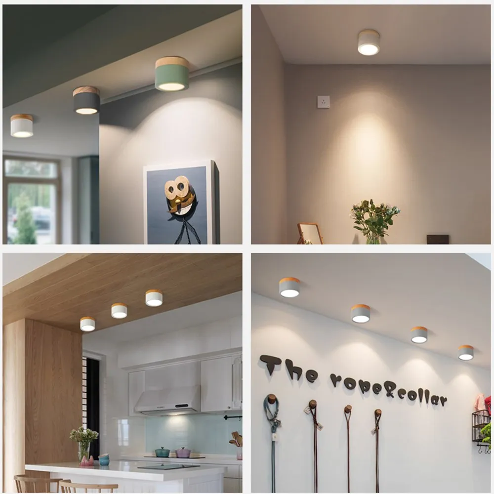 Nórdico LED montado em superfície Downlight, lâmpada do teto, luminária, 5W, 12W, regulável, CA 110V, 220V, sala de estar, vestíbulo, quarto,