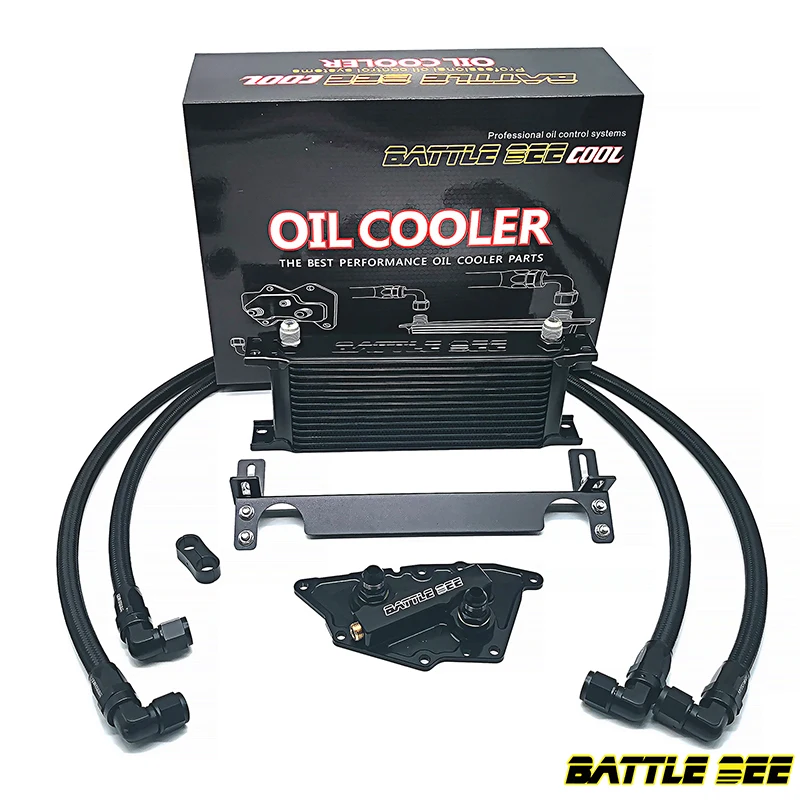 1set Oil Cooler Kit For BMW B38 A15 Oil Filter Adapter Black Stainless Steel Braided Hose Black Oil Cooler