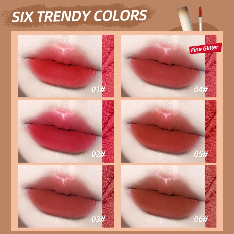 CACE กำมะหยี่-Hazy Matte ลิปสติกน้ำหนักเบา Liquid ลิปสติก Soft Smooth Lip โคลน Moisture Nude Lip Gloss เซ็กซี่ Lips แต่งหน้า pigment