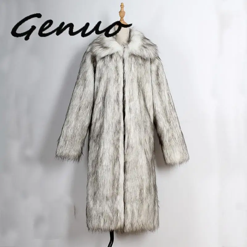 2019 neue frauen Herbst Winter Flauschigen Plus Lange Faux Fuchs Haar Waschbären Pelz Mantel Elegante Weibliche Kleidung Dünne Warme dame Jacke