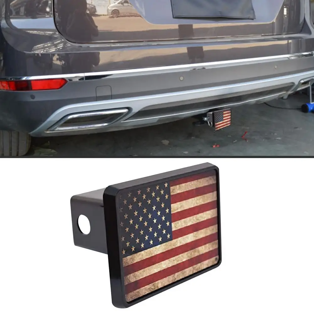 American Flag Trailer Hitch Cover Tube Plug Insert Hitch Cover Fits 2-inch Receivers Tow Rear Receivers With American Flag For T