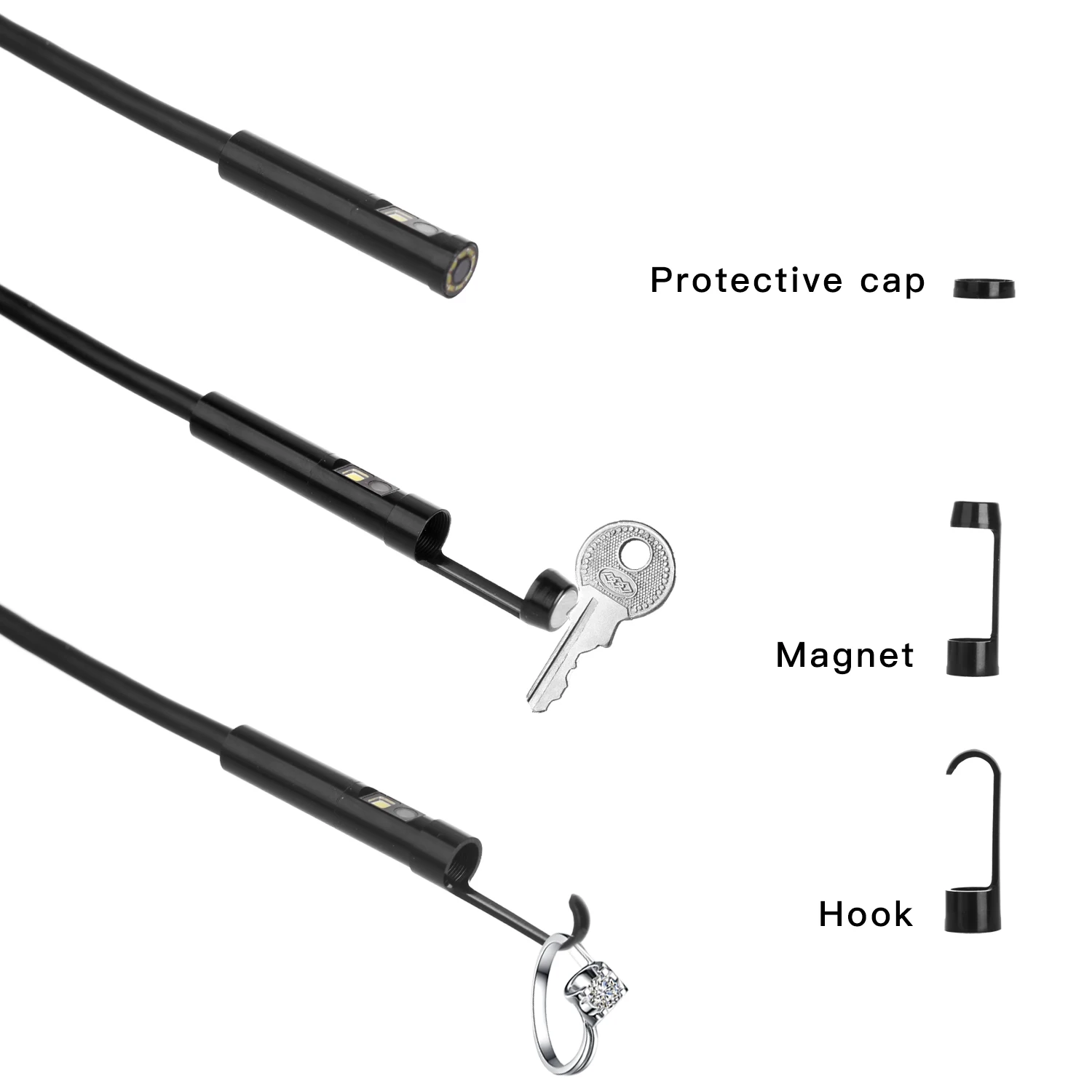 Câmera industrial do endoscópio do telefone móvel de 3in1 usb da dupla-lente ip689 impermeável 8mm/5.5mm1080p conduziu a luz linha macia e dura