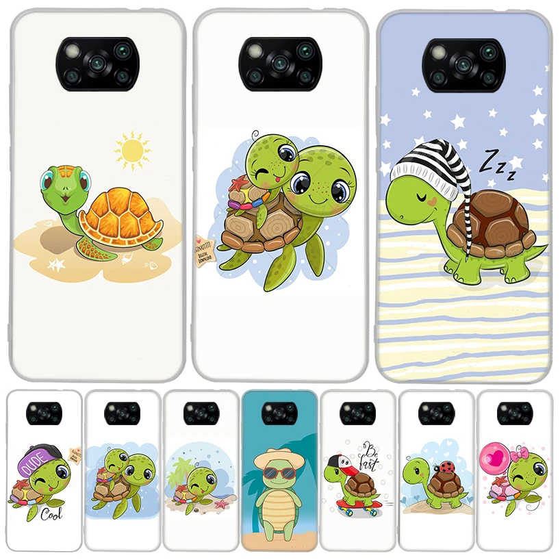 Cartoon Sea Turtle Tortoise Phone Case For Xiaomi Poco X3 Nfc M3 F3 F1 Mi Note 10 Pro 11 Lite 11i 8 9 9T 10T CC9 A3 Cover Fundas