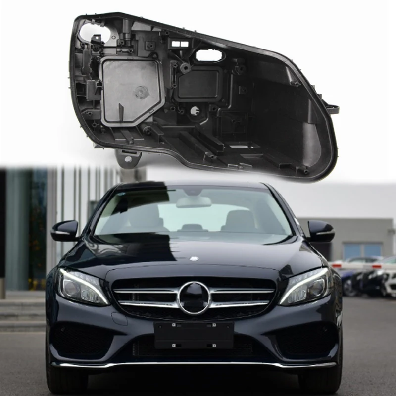 

for Mercedes Benz W205 Headlight rear shell headlight base plastic black lampshade lens light rear cover Behind the lampshade