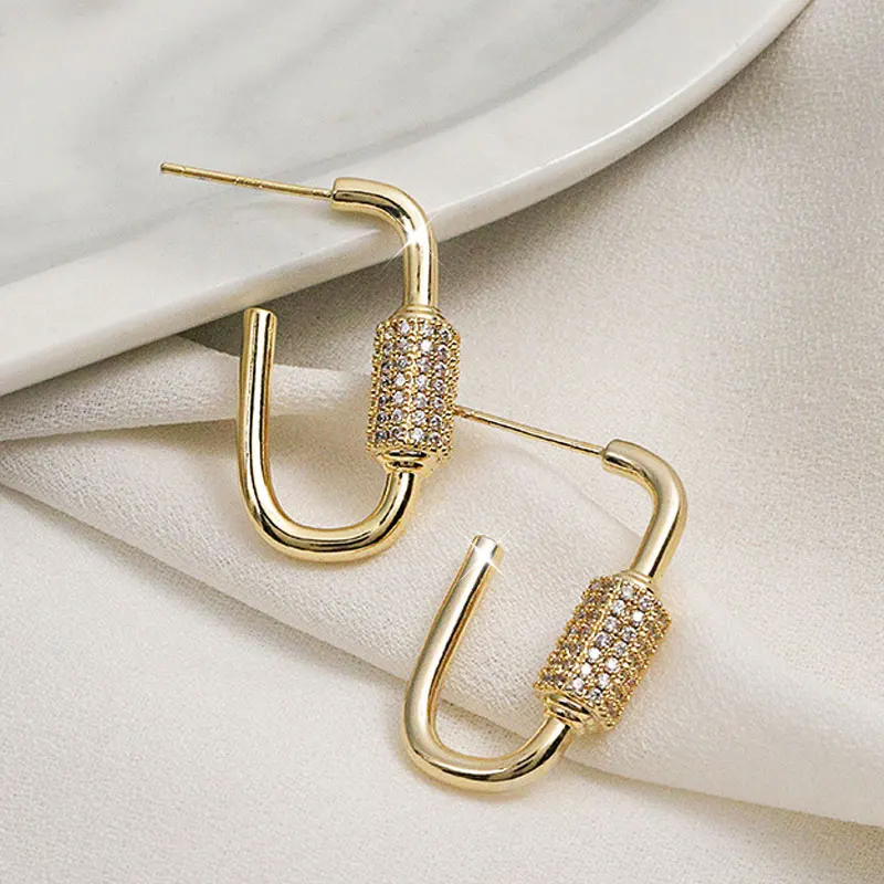 Korea Ins Geometry 14K Plated Gold Plating Earrings Simple Fashion Temperament Luxury Jewelry For Lady Charm Trendy Earring Gift