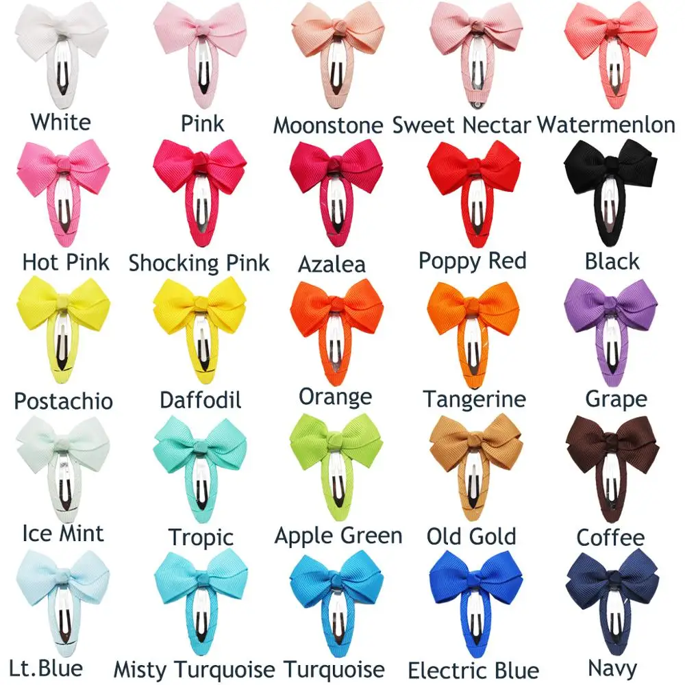 50 Pieces Baby Hair Bows Snap on Metal Hair Clips No Slip Fully Wrapped Hair Barrettes for Toddlers Girls Kids Women Hair Acces