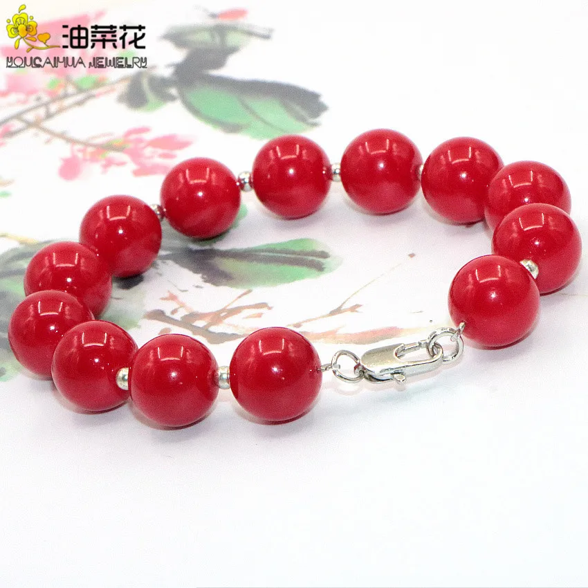 High Quality Red Coral Pearl Bracelet Separated Beads Accessories Lobster Clasp Women Girls Banquet Yoga Christmas Wedding Gift