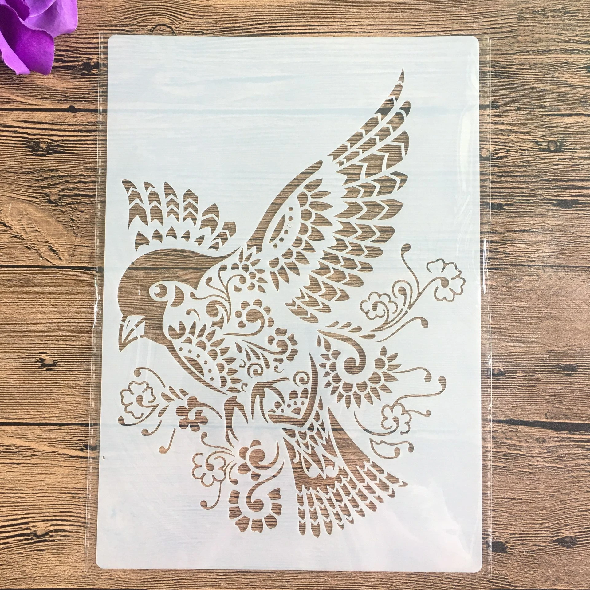 A4 29 * 21cm bird Mandala DIY Stencils Wall Painting Scrapbook Coloring Embossing Album Decorative Paper Card Template