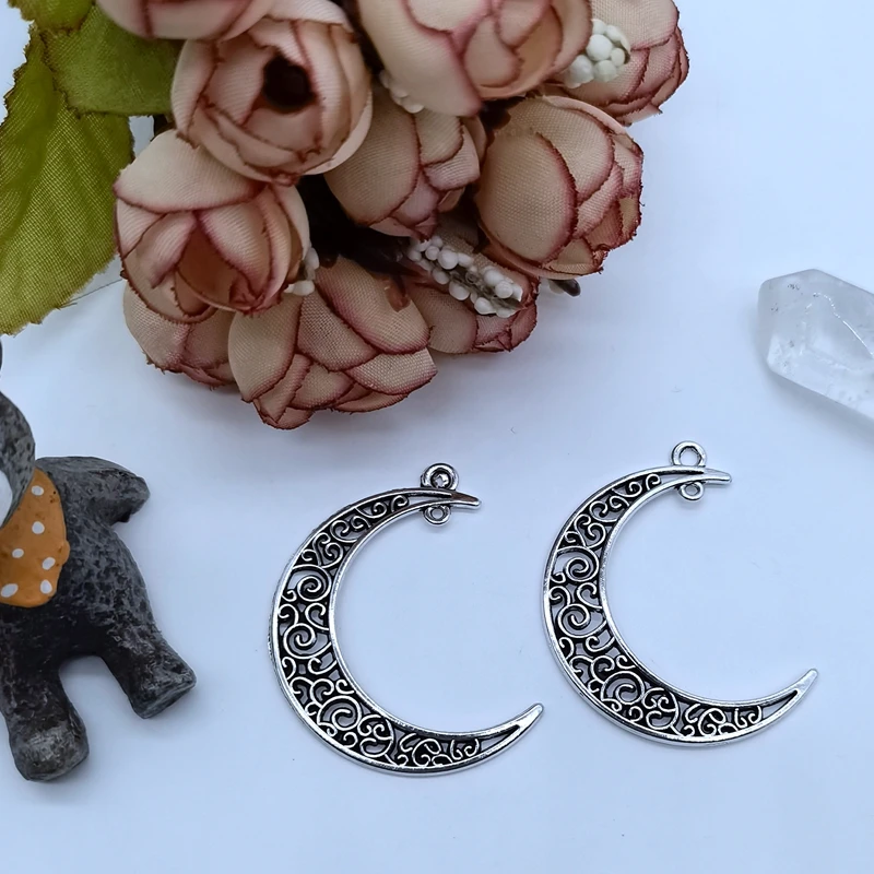 41x30mm 10pcs 2 Colors Plated  Moon Style Handmade Charms Pendant:DIY for Bracelet Necklace image 2