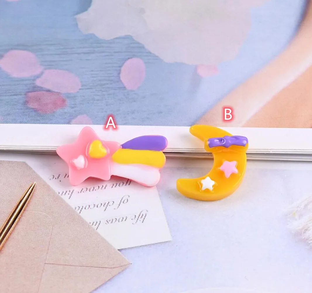 

Shooting Stars Cabochon 30pcs New Cute Flatback Resin Cabochons Embellishments Diy Scrapbooking Hair Bow Accessories