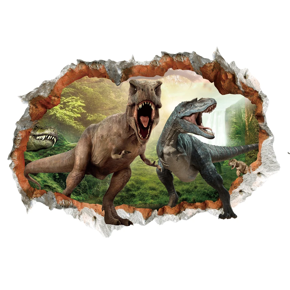 Tyrannosaurus Rex Dinosaur Animals Wall Stickers For kids Rooms Bedroom Home Decor 3d vivid Wall Decals pvc Mural Art Poster