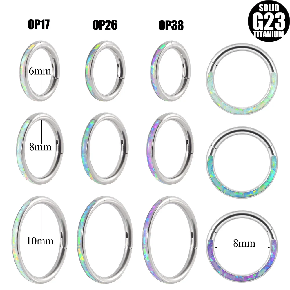 1PC G23 Titanium Nose Hinged Septum Clicker Ring Opal Ear Tragus Helix Cartilage OP38 OP17 OP26 Earring Body Piercing Jewelry